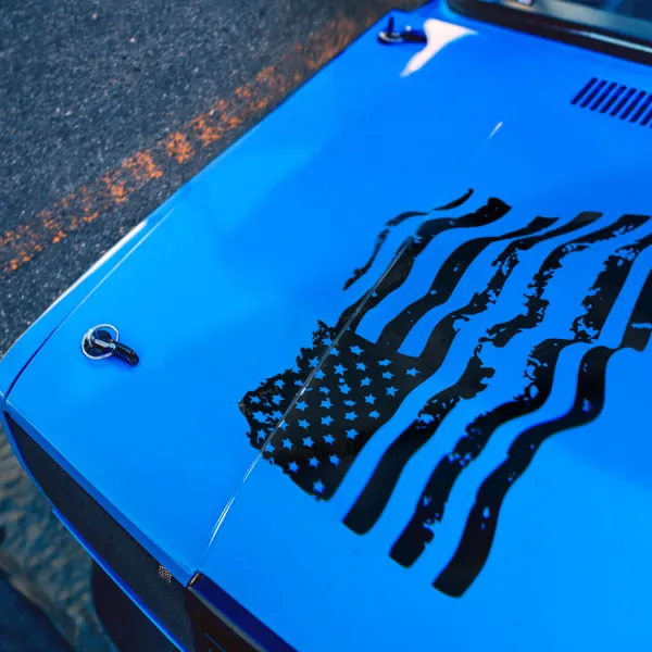 Distressed Grunge Hood USA Flag v1 Stars and Stripes Freedom Liberty American Pride Heritage Patriotic US Army Air Force Navy Marines Military Car Vinyl Sticker Decal>